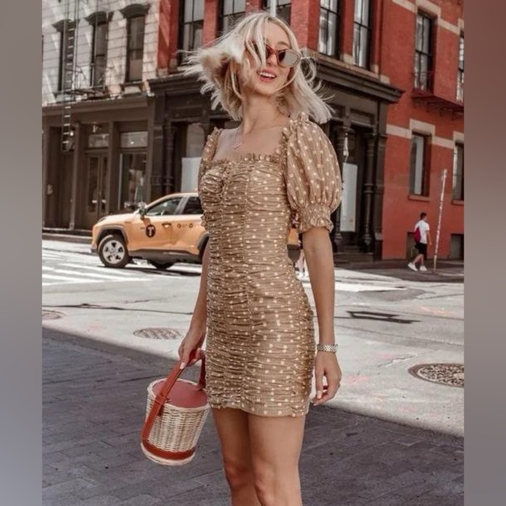 FINDERS KEEPERS | Tan Polka Dot Mini Dress